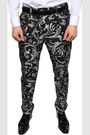Dolce & Gabbana Bukser, Herre, Sort, 4XL, Uld, Sort Jacquard Logo Skinny Kjolebukser