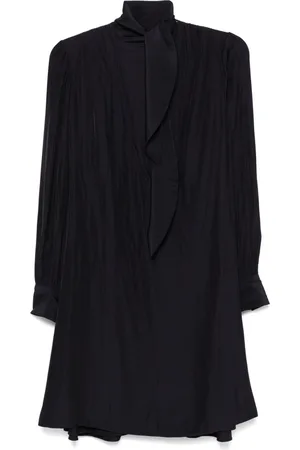 Lanvin Kjole, Dame, Blå, S, Uld, Blå Draperet Mini Kjole