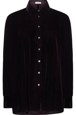 BLANCA Bluser & Skjorter, Dame, Rød, S, Uld, Bordeaux Oversized Skjorte med Klassisk Krave