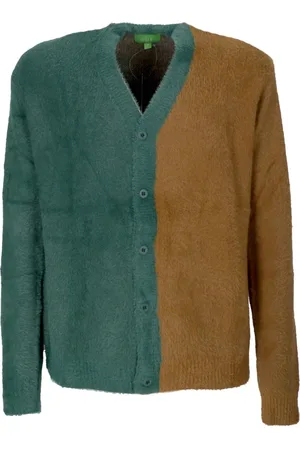 Huf Strik, Herre, Flerfarvet, L, Uld, Blød Brun Cardigan Sweater Knaplukning
