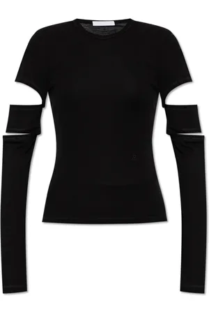 Helmut Lang Top, Dame, Sort, XS, Bomuld, Top med aftagelige ærmer