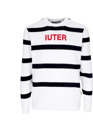 IUTER Strik, Herre, Hvid, M, Bomuld, Stribet Let Herre Pullover Hvid
