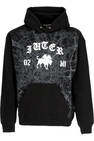 IUTER Sweathshirts & Hoodies, Herre, Sort, XL, Bomuld, Milano Map Logo Hoodie Sort