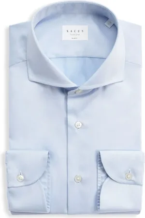 Xacus Skjorte, Herre, Blå, L, Bomuld, Tailor Fit Rejse Skjorte - Blå