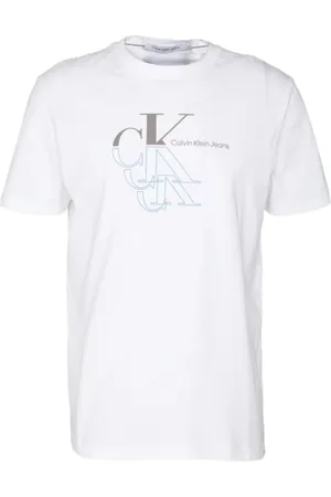 Calvin Klein Top, Herre, Hvid, L, Bomuld, Monogram Echo Graphic T-shirt