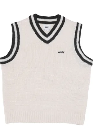 Obey Strik, Herre, , XL, Uld, V-hals Ærmeløs Sweater Vest Ubleget