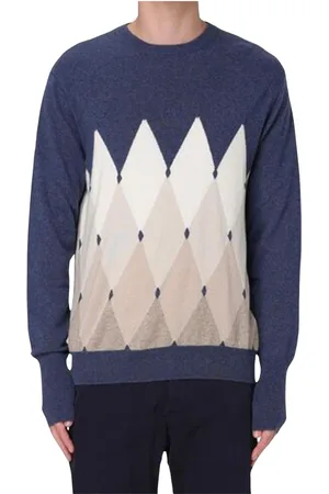 BALLANTYNE Strik, Herre, Blå, XL, Cashmere, Afslappet R Neck Pullover Sweater