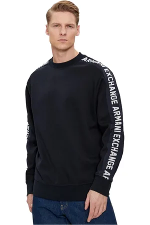 Armani Exchange Sweathshirts & Hoodies, Herre, Blå, 2XL, Bomuld, Logo Ærme Sweatshirt - Blå