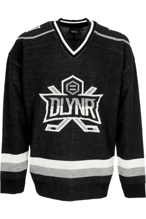 DOLLY NOIRE Strik, Herre, Sort, XL, Uld, Gedehockeytrøje Sort/Grå