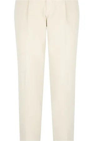 Boglioli Bukser, Herre, Hvid, 2XL, Garment Dyed Corduroy Plisserede Chinos