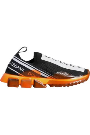 Dolce & Gabbana Sko, Herre, Flerfarvet, 40 1/2 EU, Logo Print Slip-On Sneakers Sort Orange