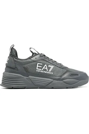 EA7 Sko, Herre, Grå, 44 1/2 EU, Polyester, Casual Grå Sneakers med Gummisål