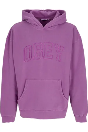 Obey Sweathshirts & Hoodies, Herre, Lilla, XL, Bomuld, Tung hættetrøje med kængurulomme