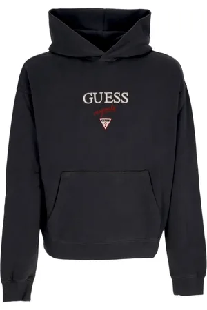 Guess Sweathshirts & Hoodies, Herre, Sort, XL, Bomuld, Sort Logo Hættetrøje Langærmet