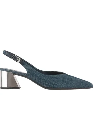 Högl Sko, Dame, Blå, 39 EU, Denim, Denim Slingback Pumps med Trapezoid Hæl