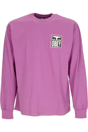 Obey Top, Herre, Lilla, S, Bomuld, Langærmet Herreikonisk Eyes T-shirt