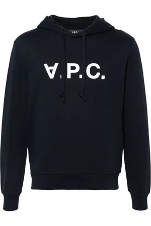 A.P.C. Sweathshirts & Hoodies, Dame, Blå, S, Bomuld, Midnight Flocked Logo Sweater