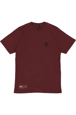 DOLLY NOIRE Top, Herre, Rød, S, Bomuld, Bordeaux Herre Tee med Screen Printing