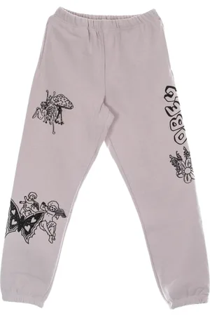 Obey Bukser, Herre, Lilla, L, Bomuld, Lilla Fleece Sweatpants med Broderier