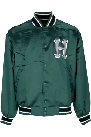 Huf Jakke, Herre, Grøn, L, Satin, Grøn Satin Baseball Jakke