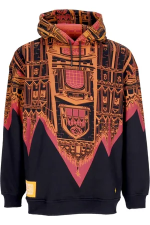 DOLLY NOIRE Sweathshirts & Hoodies, Herre, Flerfarvet, S, Bomuld, Milano Oversize Hoodie Sort/Orange