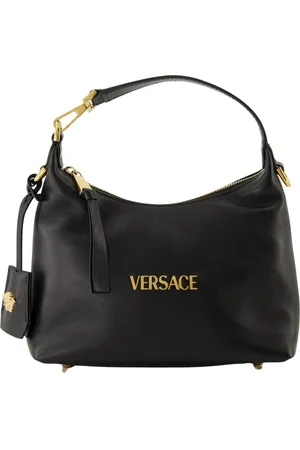 VERSACE Taske, Dame, Sort, ONE SIZE, Læder, Sort læder Hobo taske med Medusa metal detaljer