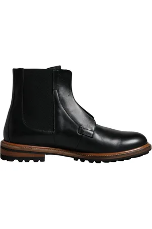 Dolce & Gabbana Sko, Herre, Sort, 42 1/2 EU, Læder, Sort Læder Mid Calf Lynlåsstøvler