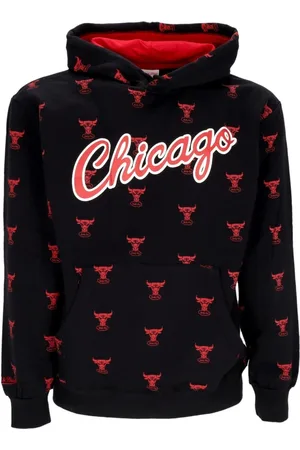 Mitchell & Ness Sweathshirts & Hoodies, Herre, Sort, L, Bomuld, Chicago Bulls AOP Fleece Hoodie