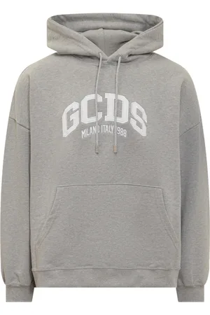GCDS Sweathshirts & Hoodies, Herre, Grå, L, Uld, Ikonisk Logo Hoodie