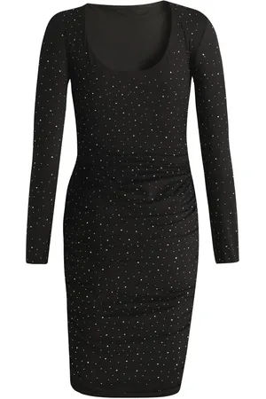 Liberté Kjole, Dame, Sort, L/XL, Polyester, Sort Simili Vendekjole med Lange Ærmer