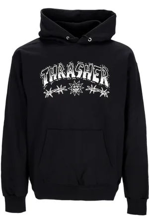 Thrasher Sweathshirts & Hoodies, Herre, Sort, S, Bomuld, Pigtråd Sort Hættetrøje Sweatshirt