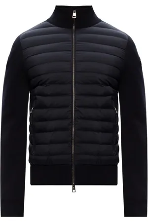 Moncler Jakke, Herre, Blå, M, Bomuld, Polstret Crêpe Lynlås Cardigan