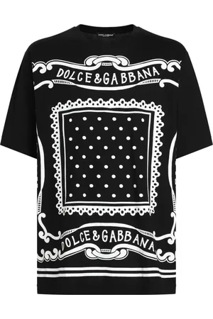 Dolce & Gabbana Top, Herre, Sort, XL, Bomuld, Bandana Print Sort T-shirt Polos