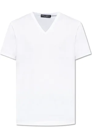 Dolce & Gabbana Top, Herre, Hvid, M, Bomuld, V-hals T-shirt