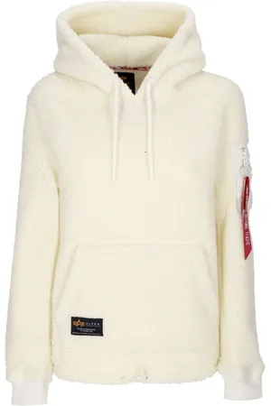 Alpha Industries Sweathshirts & Hoodies, Dame, , XS, Uld, Off White Sherpa Hoodie med lommer