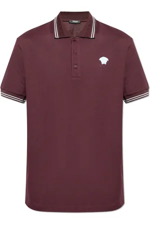 VERSACE Top, Herre, Rød, XL, Bomuld, Bomuldspolo med Medusa-hoved