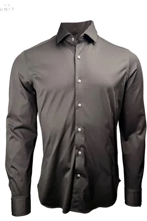 SONRISA Skjorte, Herre, Grå, 2XL, Bomuld, Fin Jersey Sort med Grå Knap