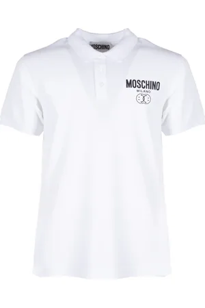 Moschino Top, Herre, Hvid, XL, Bomuld, Hvid Double Smile Polo T-shirt