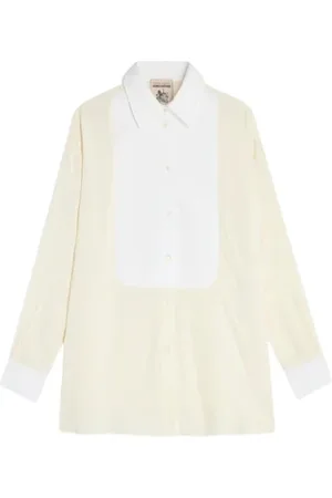 SEMICOUTURE Bluser & Skjorter, Dame, , 2XS, Bomuld, Georgette skjorte med bomuldsdetaljer