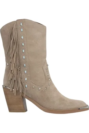 Alma en Pena Sko, Dame, Brun, 38 EU, Studded og frynset ankelstøvle
