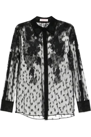 VALENTINO GARAVANI Bluser & Skjorter, Dame, Sort, XL, Uld, Stilfuld skjorte med unikt design