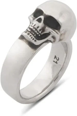 Alexander McQueen Tilbehør, Herre, Grå, 58 MM, Skull Logo Sølvring Messing Italien