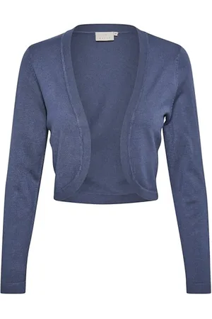 Kaffe Strik, Dame, Blå, 2XL, Uld, Astrid Bolero Strik Vintage Indigo