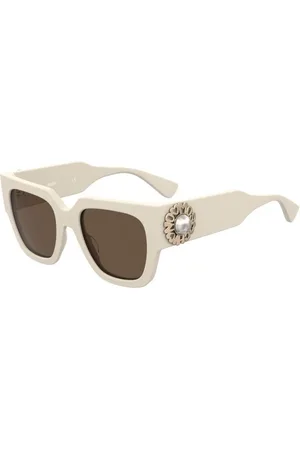 Moschino Tilbehør, unisex, Hvid, 52 MM, Uld, Ivory Brown Solbriller Stilfuldt Model