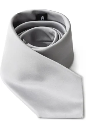 Giorgio Armani Tilbehør, Herre, Grå, ONE SIZE, Elegant Silkeslips i Sølvfarve
