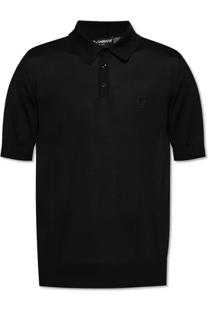Dolce & Gabbana Top, Herre, Sort, L, Silke polo med broderet logo