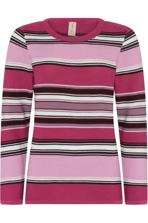 Skovhuus Strik, Dame, Flerfarvet, M, Bomuld, Stribet Links Pullo Bluse Dahlia Pink