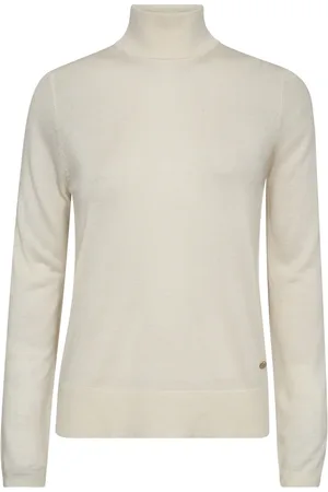 Mos Mosh Strik, Dame, , XS, Uld, Blød Strik Høj Hals Sweater Ecru