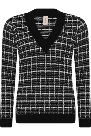Skovhuus Strik, Dame, Sort, M, Uld, Ternet V-Neck Pullover Sort