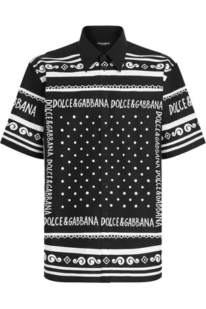 Dolce & Gabbana Top, Herre, Sort, M, Bomuld, Sort Skjorte med All-Over Print Italien